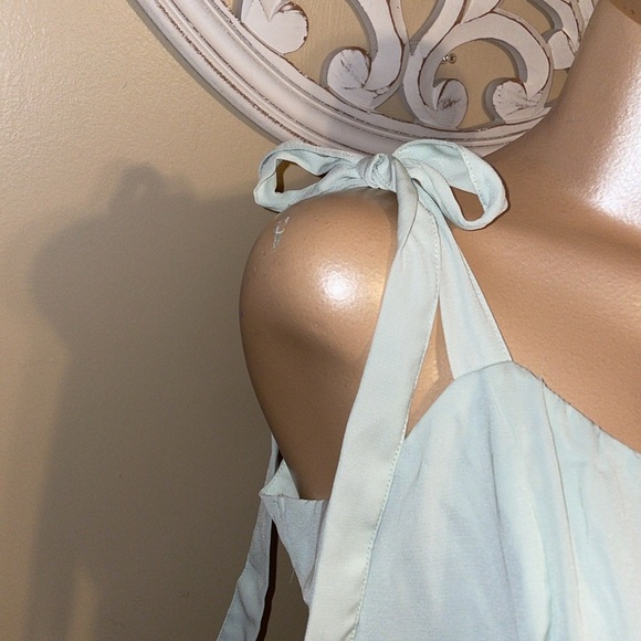 Abercrombie & Fitch women’s dress large mini tie shoulder green flowy empire - Picture 3 of 9